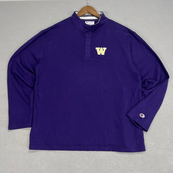 Champion Other - Champion Washington Huskies Pullover Sweatshirt Mens L Mock‎ Neck 1/4 Snap NCAA